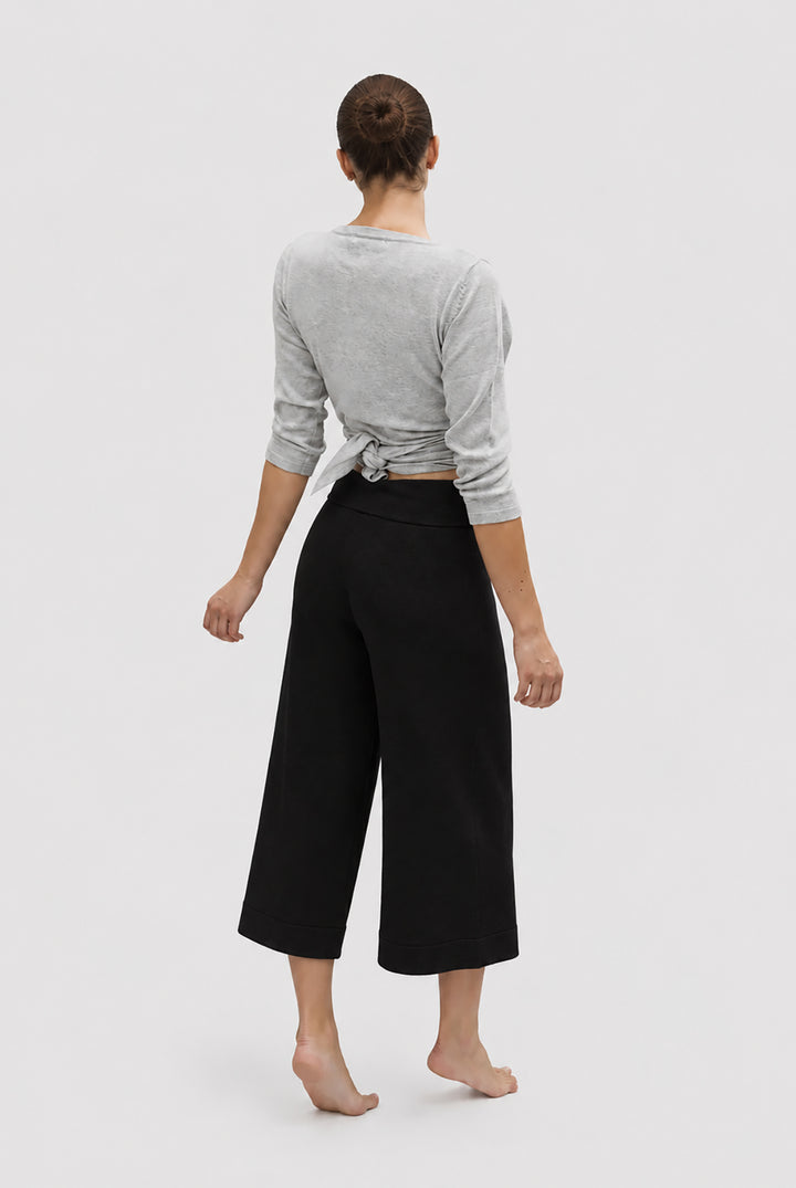 Pantalon gaucho en maille de coton doux et cachemire