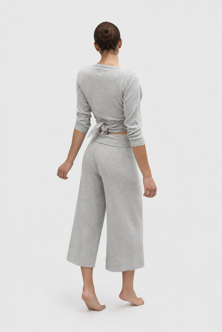 chemise cache-cœur en maille de coton et cachemire