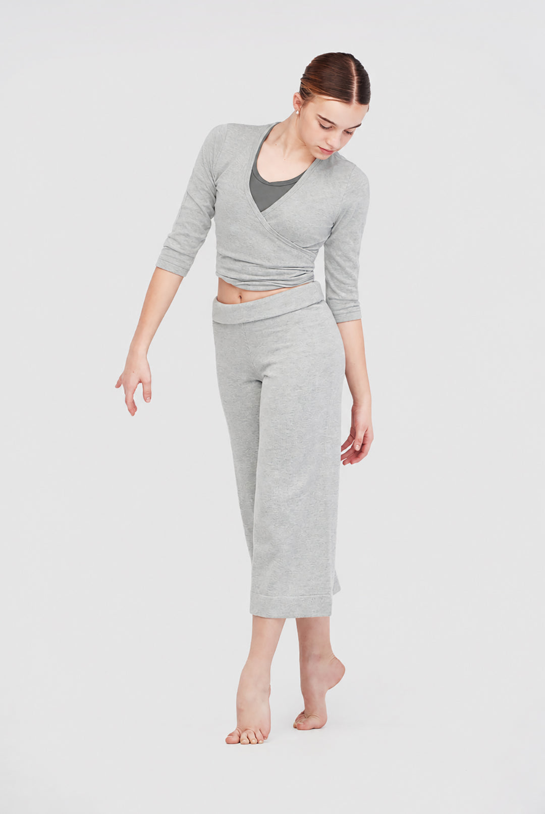 chemise cache-cœur en maille de coton et cachemire